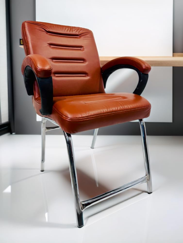 Kithania Ultimate Comfort Ergonomic Office Chair Home Chair Study Chair With Chrome Steel HFrame And Cushioned Seat Back (Brown
