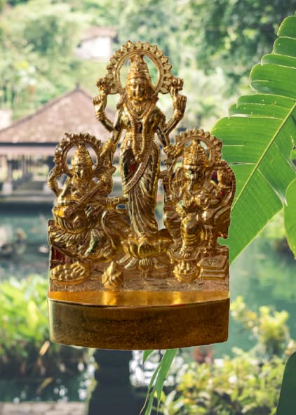 Buy N Relax Laxmi Ganesh Saraswati Ji Idol/Murti 11Cm (Brass,Gold)
