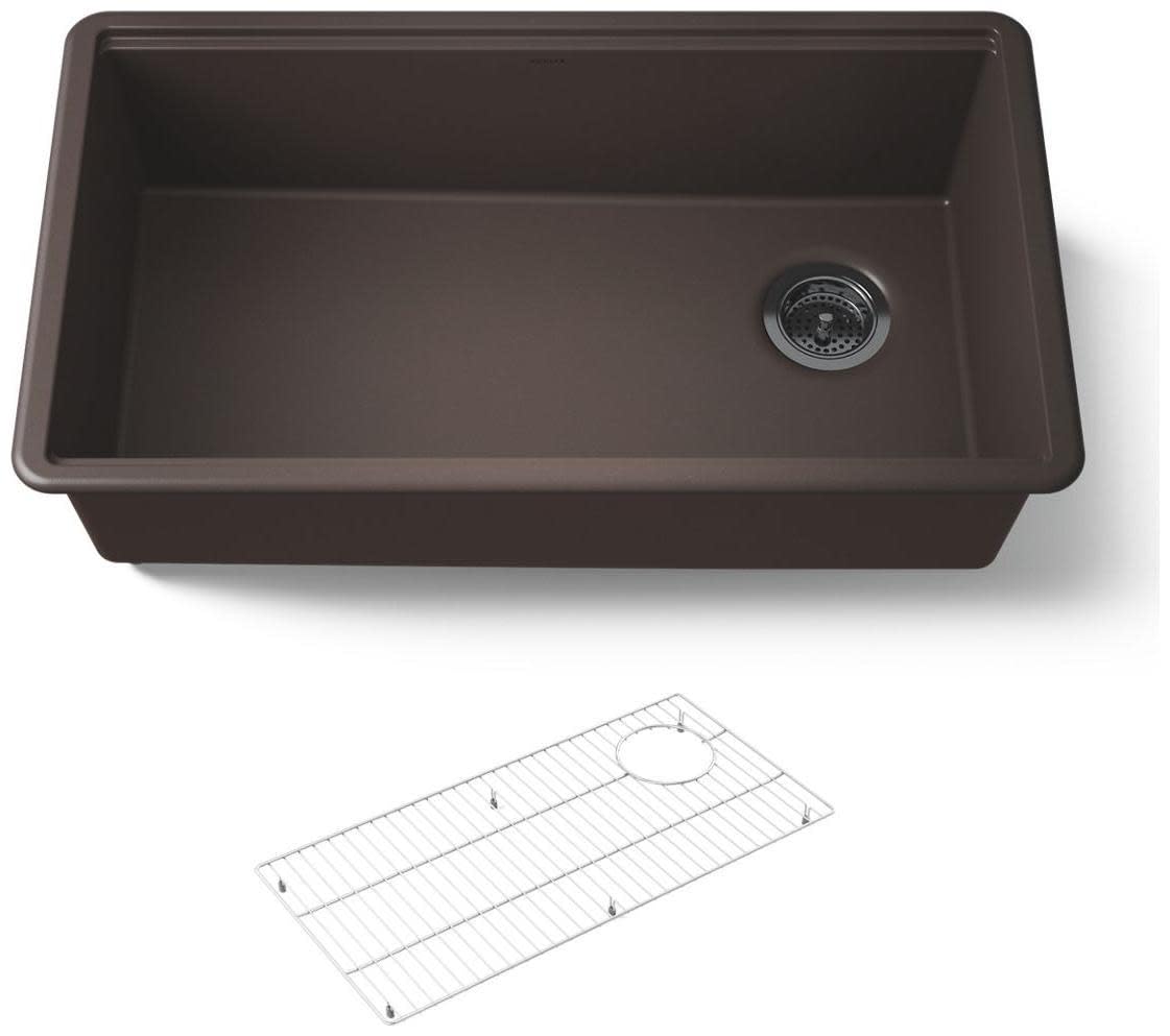 KOHLER Billings 32-1/2 Undermount Kitchen Sink, Single-Bowl Sink, Neoroc, K-33710-CM2, Matte Brown