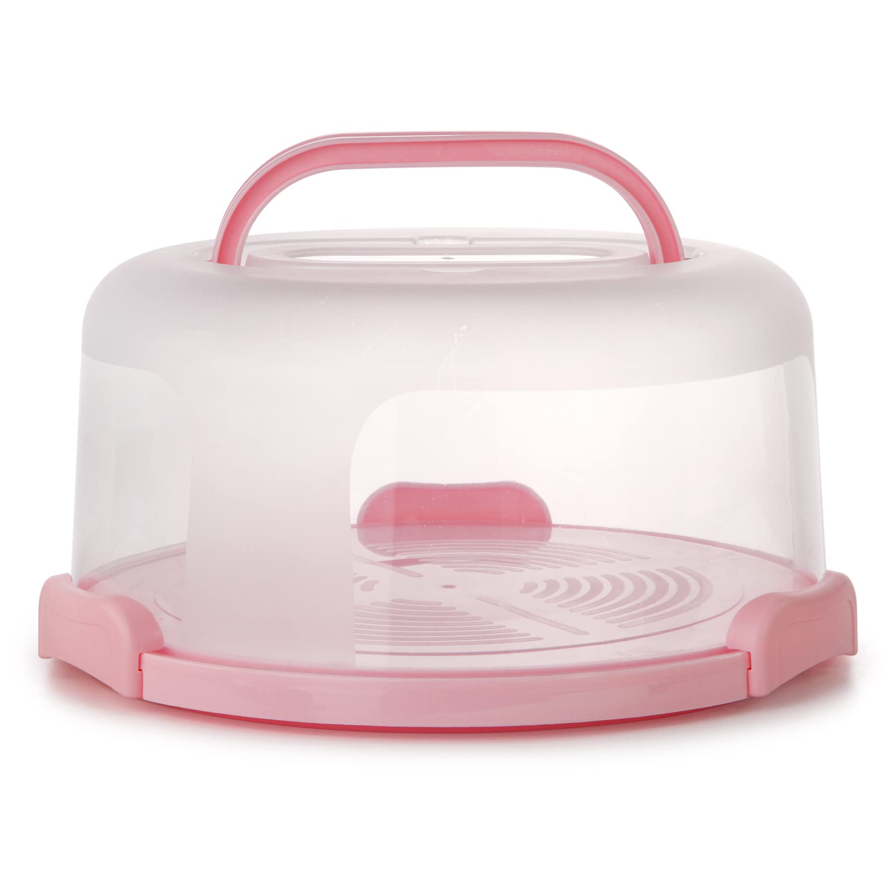 Zoofen Plastic Cake Carrier With Handle 10In Cake Holder Cake Stand With Lid Pink Cake Container For 10In Cake Round Cake Carrie