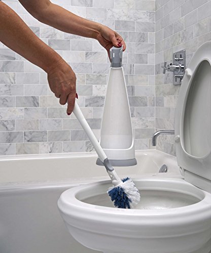 Unger No-Drip Toilet Brush Set - Flexible Neck Toilet Brush With Portable Caddy Holder, Discreet Bathroom Cleaning Brush, Toilet