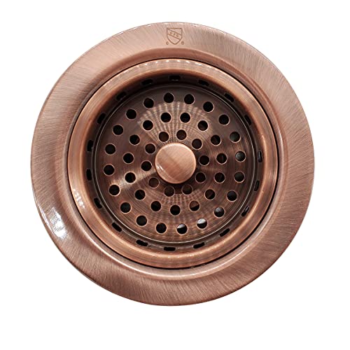 Westbrass D214-11 3-1/2'' Post Style Large Kitchen Sink Basket Strainer, 1-Pack, Antique Copper
