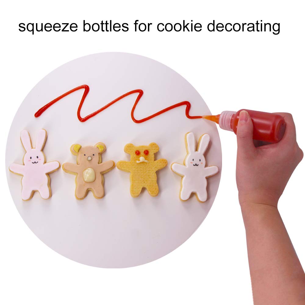 Belinlen 24 Pack 1-Ounce Plastic Squeeze Bottles With Measurement - Cookie Decorating Supplies, Cookie Supplies Writer Bottles F