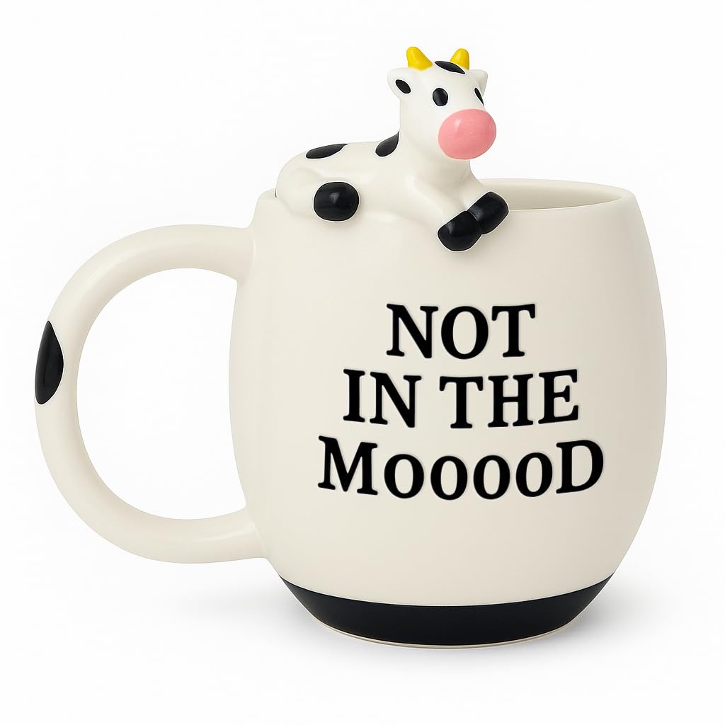 Decodyne Funny Cow Coffee Mug, White Elephant Gifts for Adults, Gag Gifts for Adults, Cute Stuff For Women and Men, Funny Cowork