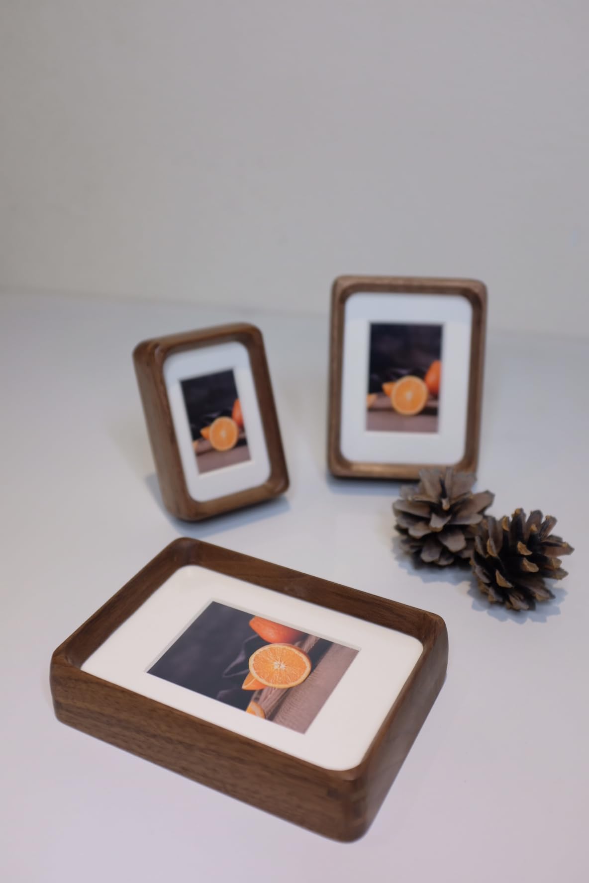 Youncewooder 3x4 Picture Frame with 2x3 Mat - Natural Walnut Wood small Rustic Frame, Wall & Tabletop Display for Family Photos