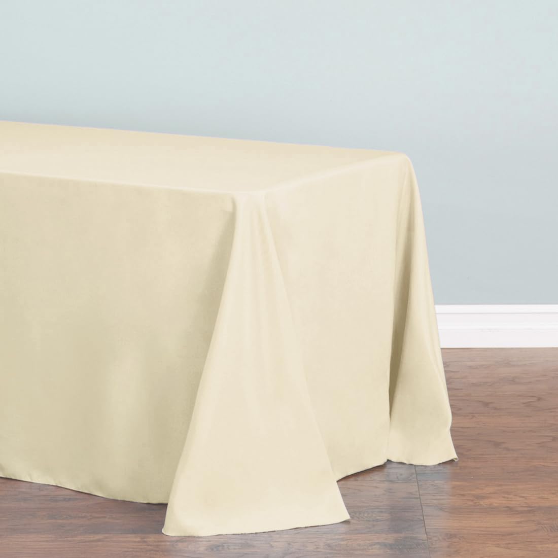 Ltc Linens 2-Pack Beige Rectangular Tablecloths 90 In X 156 In With Rounded Corners - Ideal For 8 Ft Tables With Floor-Length Dr