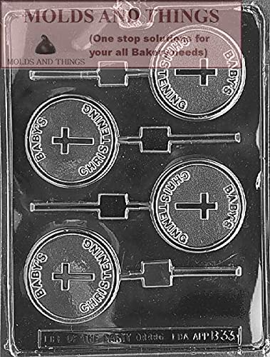 Baby'S Christening Lolly Chocolate Candy Mold With Candy Making Instruction -Set Of 2
