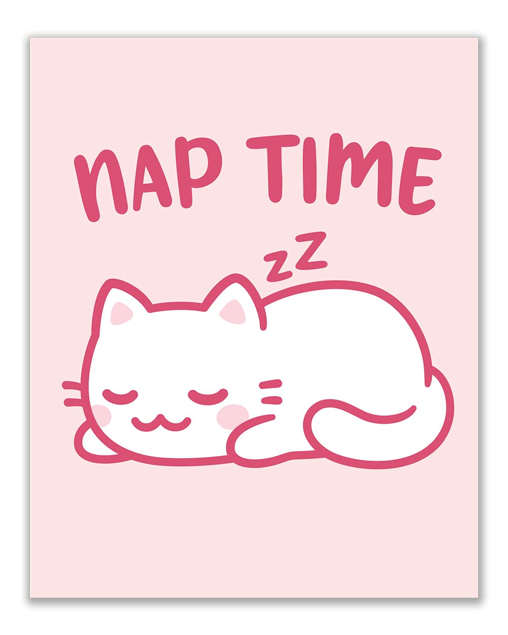 Crystal Canvas Prints Pink Cat Prints - Set Of 4 (8X10) Inches Glossy Kawaii Kitten Paw Beans Cute Minimalist Pastel Blush Carto