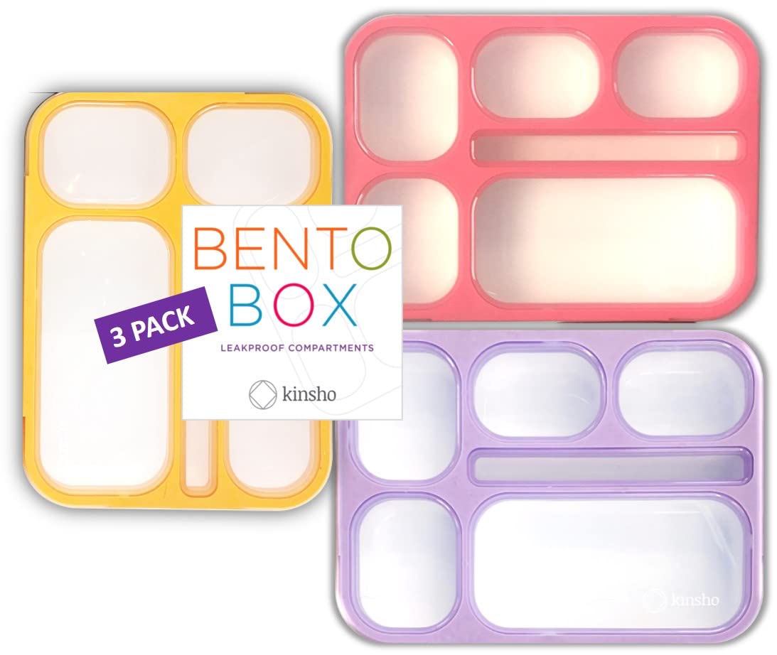 6 Compartment Lunch Boxes. Bento Box Lunchbox Snack Containers For Kids, Boys Girls Adults. School Daycare Meal Planning Portion
