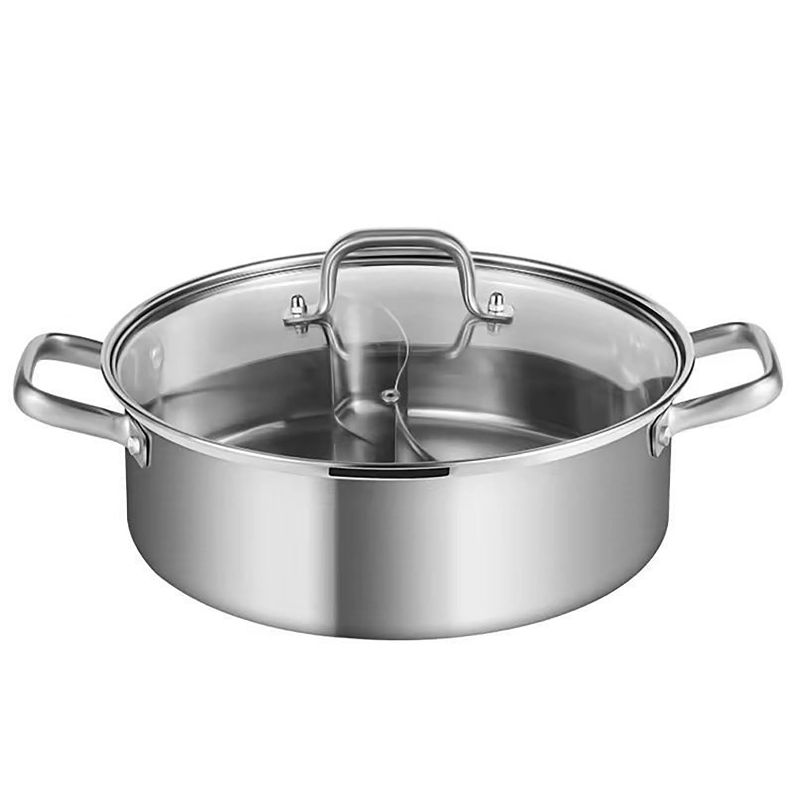 Thickened 316 Stainless Steel Saucepan, 6 Quart Double Handle 2 Divided Grid Hot Pot with Lid for Cooking in Kitchen and Outdoor