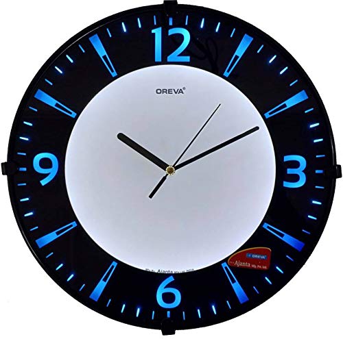 Oreva Back Light Round Plastic Abstract Analog Led Wall Clock (32 X 32 X 4 Cm, Blue, Aq 1667)