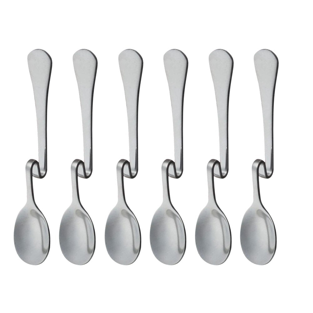 Set Of 6 Hanging Coffee Spoon Creative Bending Handle Stainless Steel Stirring Spoons For Tea Coffee Dessert (Vertical Hanging S