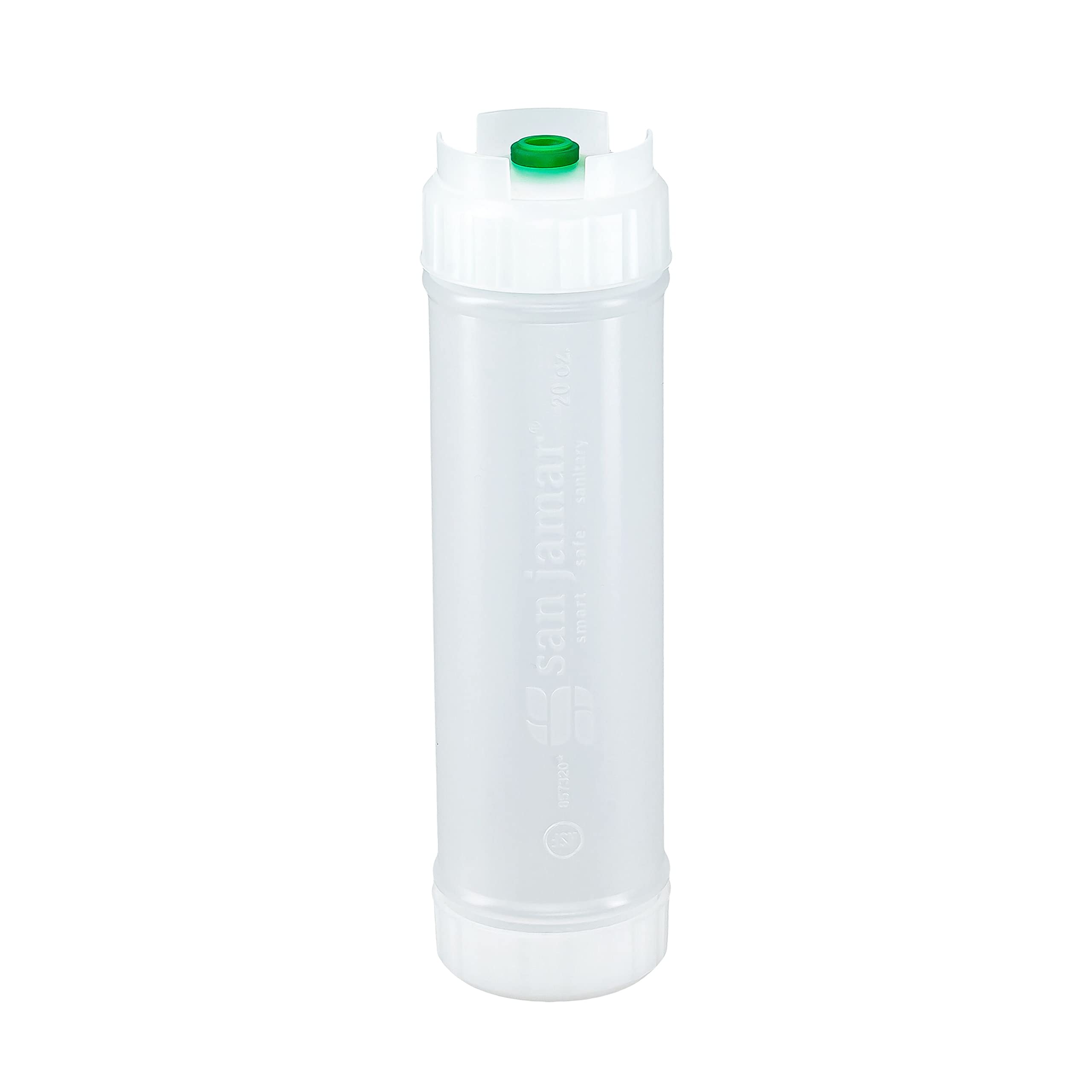 San Jamar Ez Kleen Plastic Sauce Bottle With Small Valve For Thin Sauces And Vinaigrettes, 20 Ounces, White, (Pack Of 12)