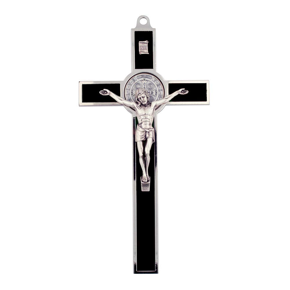 VILLAGE GIFT IMPORTERS 8 Extra Large Saint Benedict Crucifix | 7 Colors | Perfect Wall Cross | San Benito Medal | Christian Home