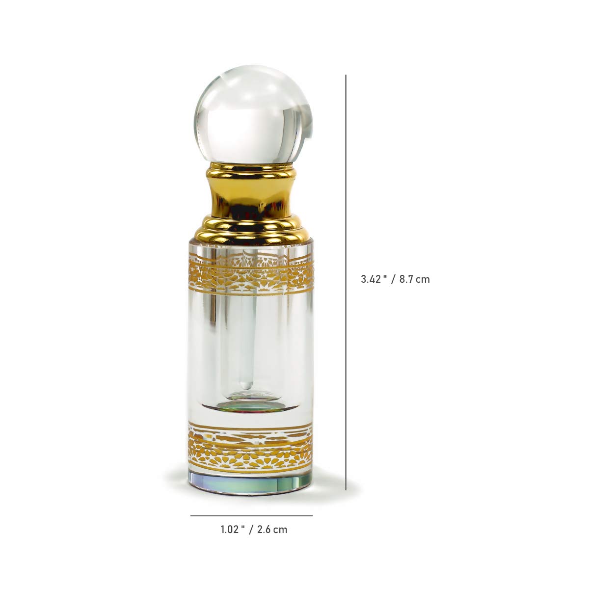 KECHU Tiny Empty Crystal Perfume Bottle Refillable Glass Contianer Round Style 3ml Golden Gifts
