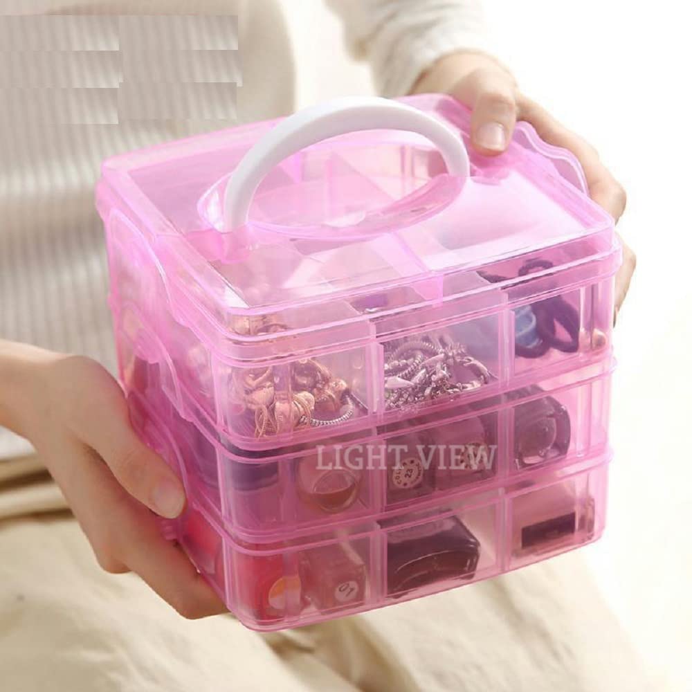 Netxe Transparent Plastic Jewellery Storage Organizer Jewellery Case Organizer Box For Earrings And Chains And Craft Material Fo