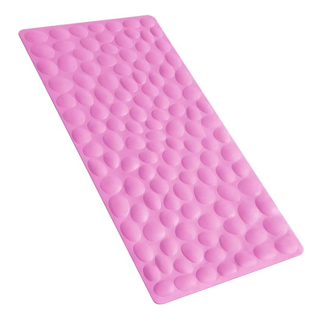 Non-Slip Bathtub Mat Othway Soft Rubber Bathroom Bathmat With Strong Suction Cups (Pink, 16X31.5 Inch)