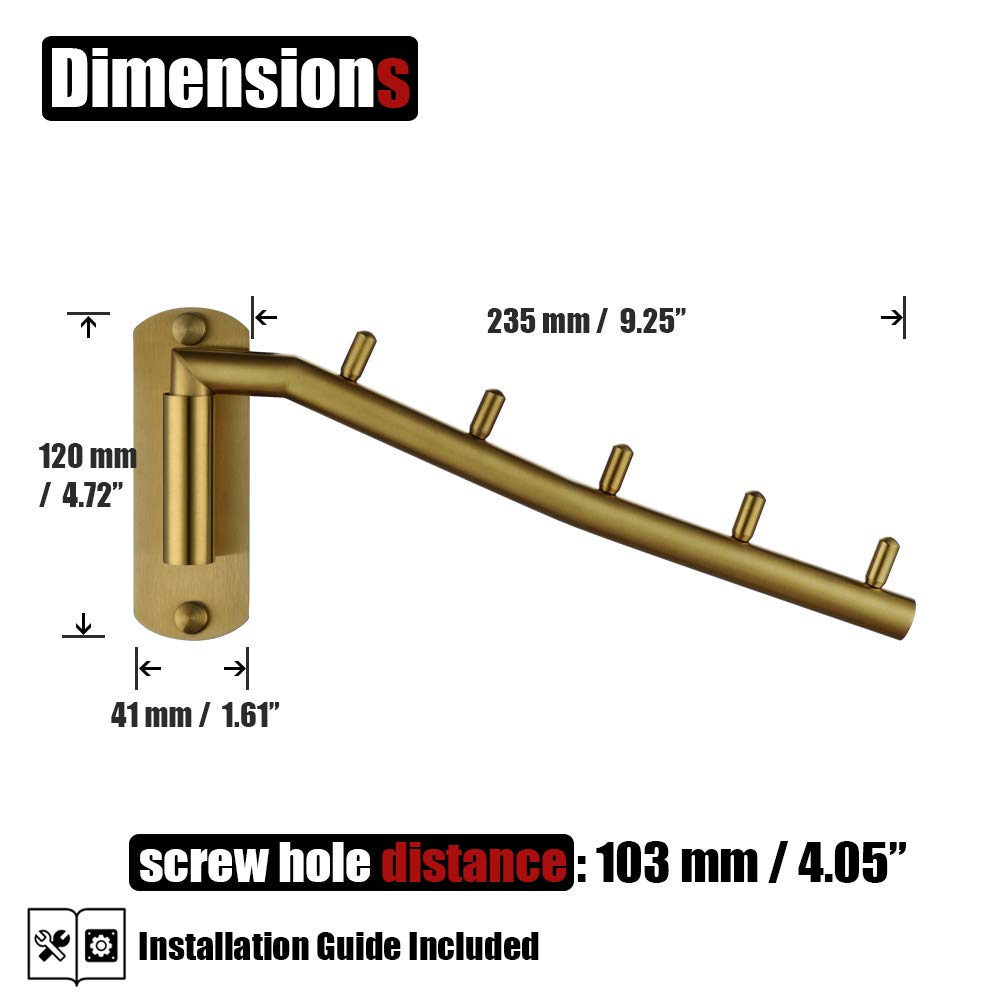 Jqk Folding Clothes Hanger Rack, Stainless Steel Swing Arm Hook Holder, Clothing Hanging System Drying Closet Storage Organizer