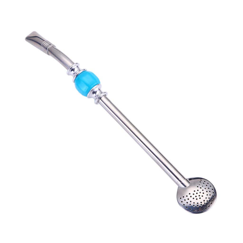 Ujeavette Stainless Steel Yerba Mate Straw Spoon Bombilla Tea Strainer Colander  Blue