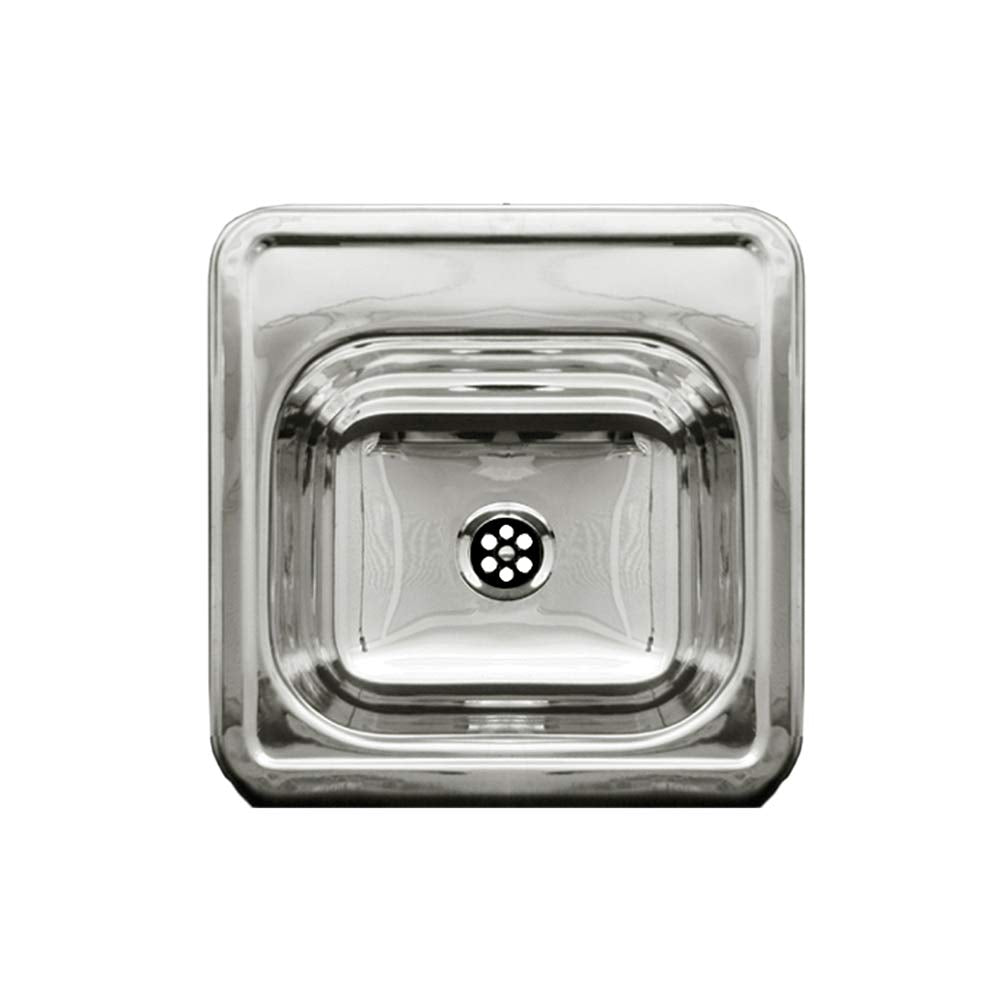 Whitehaus Wh692Abl-Poss Square 15-Inch Drop-In Bar Sink With A Smooth Surface, Polished Stainless Steel