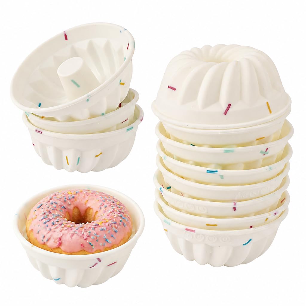 CIRQATNEMO 12 PCS Fluted Tube Cake Pan, 3 Inch Mini Silicone Cake Molds