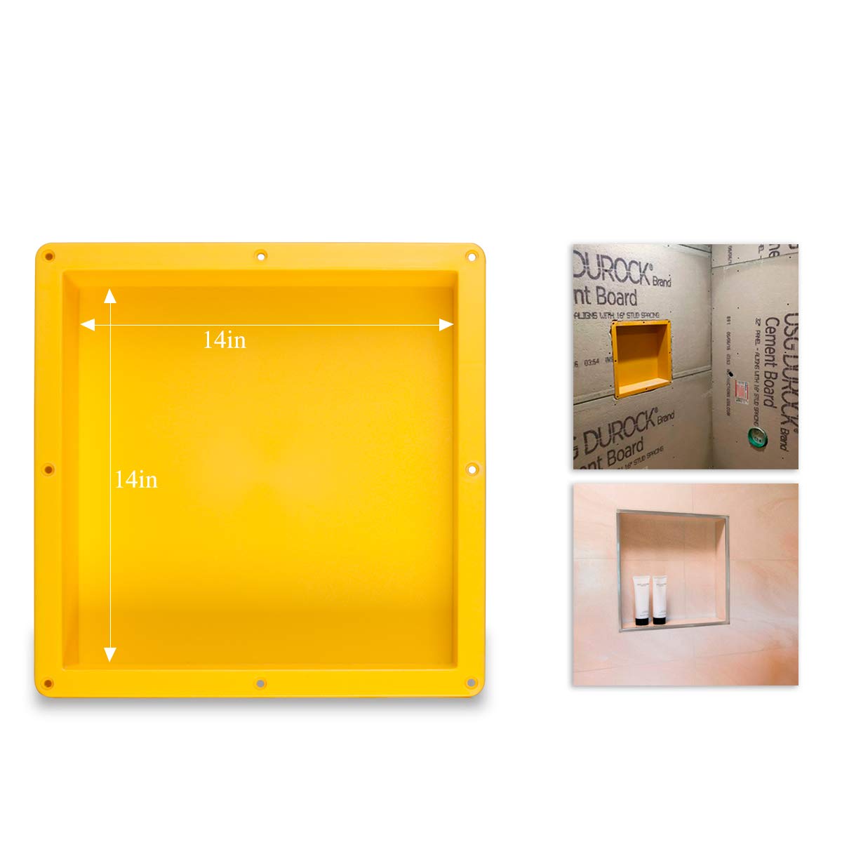 Uni-Green Tile Shower Niche Recessed Square Inside Dimension 14''   14''    4'' D Shower Shelf For Bathroom Niche Storage And Bu