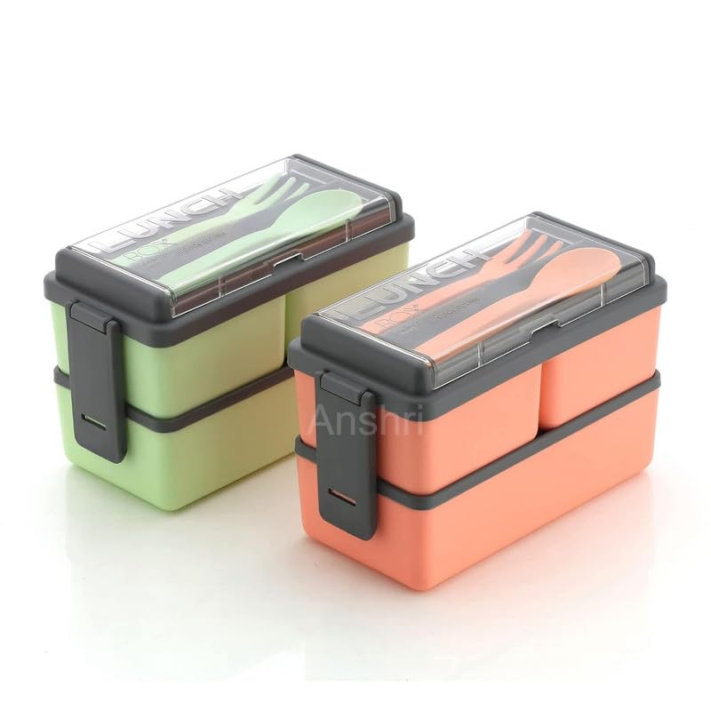 Anshri 3 Compartment Lunch Box, Tiffin Box For Office Menwomenkids Lunch Box, Microwave Safe Leak Proof & Removable School,Garde