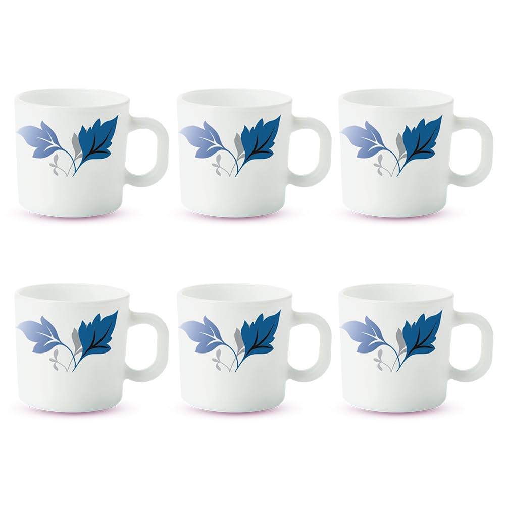 Larah By Borosil Ageria Opalware Cup Set - 6 Pieces, White, 100 Ml,6.3W X 5.7H Cm