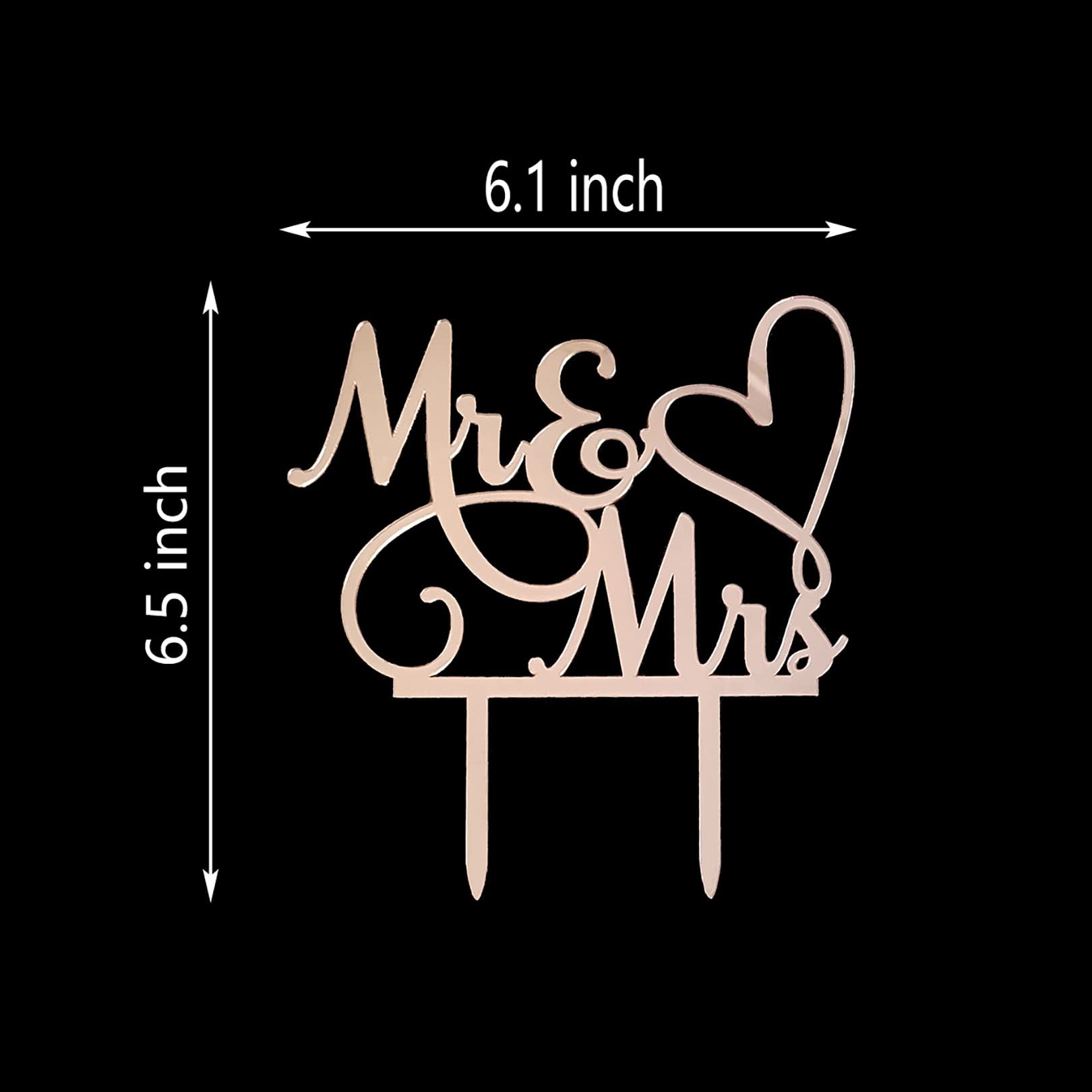 AMINJIE Mr and Mrs Cake Topper - Bride and Groom Sign Wedding/Engagement Cake Toppers Decoration  Mirror Rose Gold Acrylic