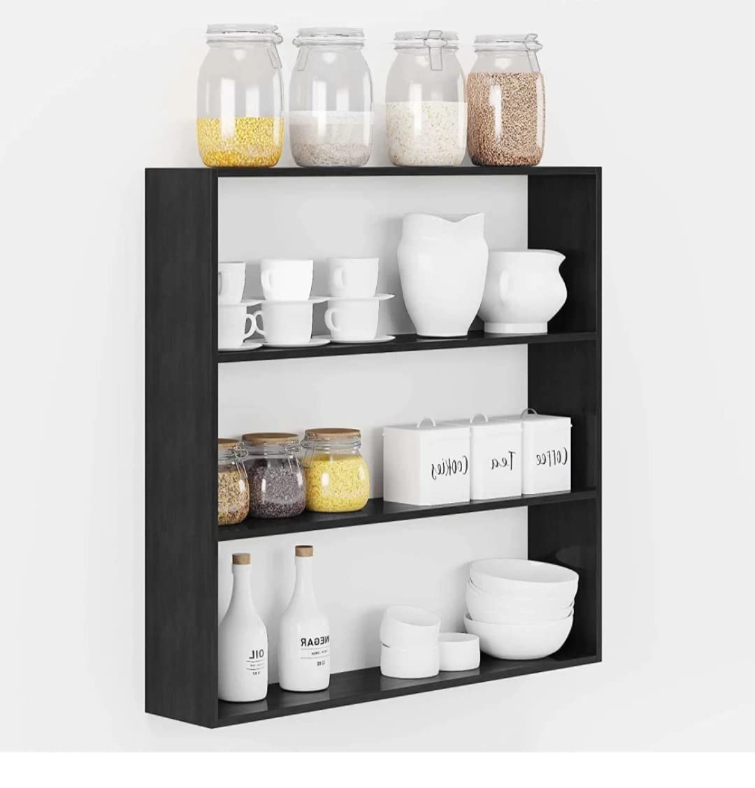 Nw Crafts Wooden Wall Hanging Kitchen Storage Rack Shelf | Spice Box Stand | Masala Box Container Shelf | Kitchen Jar Holder (Bl
