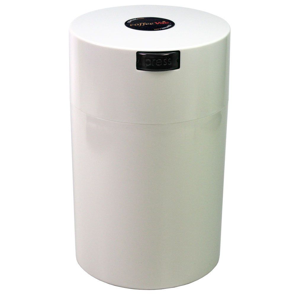 Coffeevac 1 Lb - The Ultimate Vacuum Sealed Coffee Container, White Cap & Body