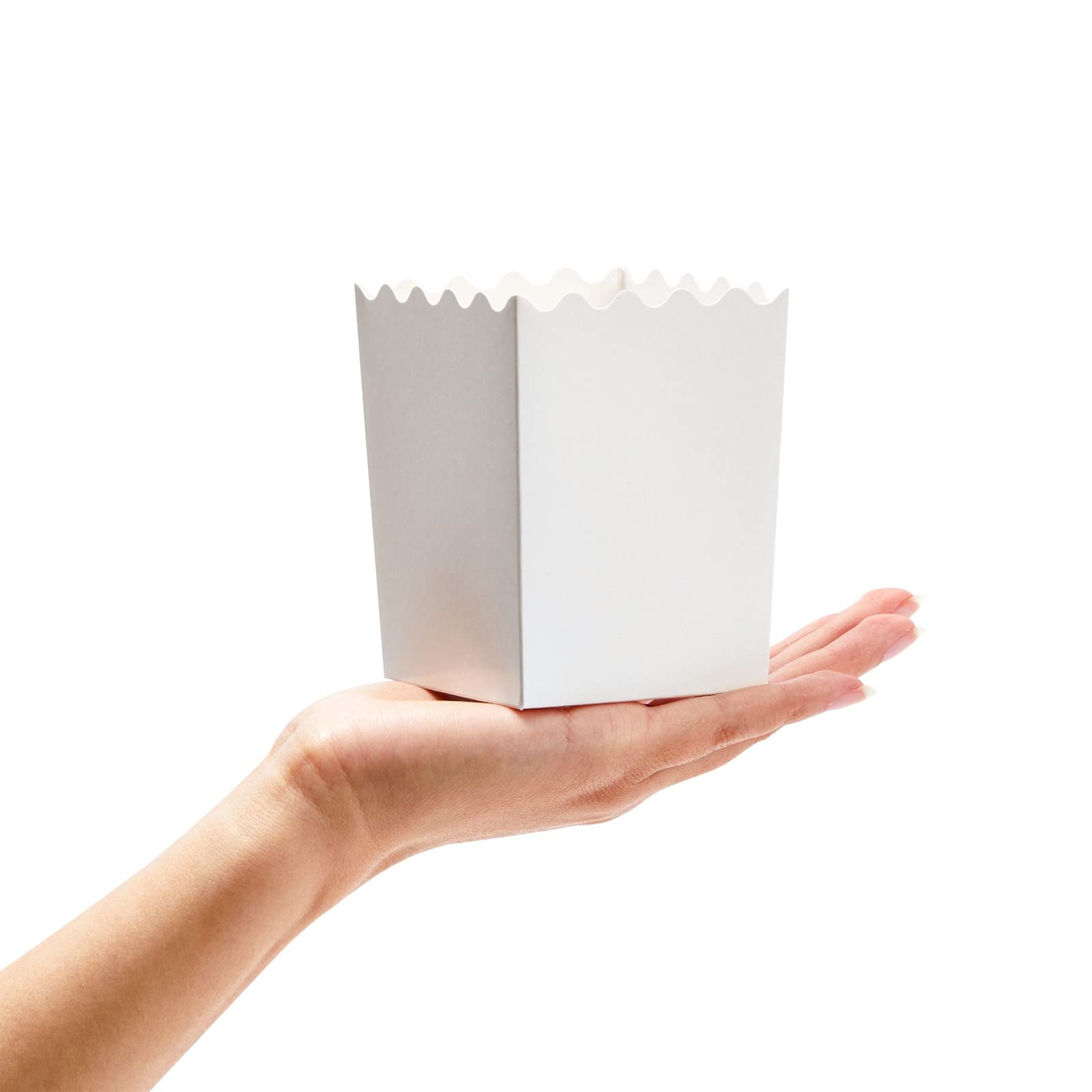 100 Pack Mini Popcorn Containers For Party Supplies, Bulk White Treat Boxes With Scalloped Edges For Movie Night Decorations (3