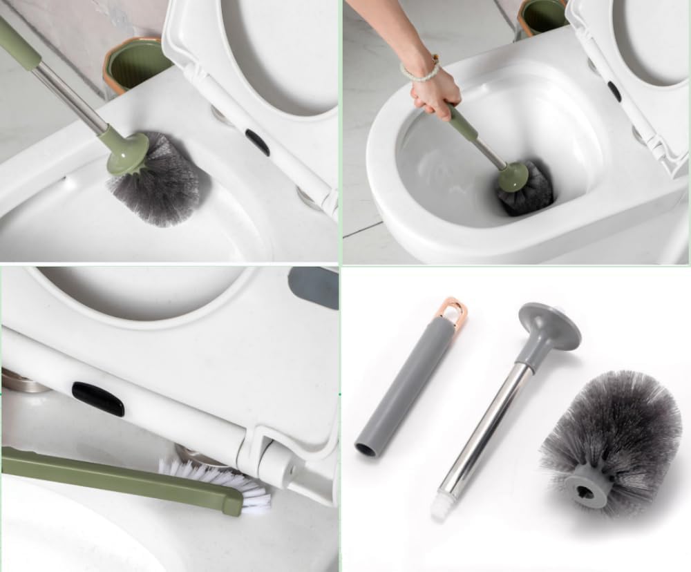 Vasukie Silicone Toilet Brush And Holder Set, With A Extra Crevice Cleaning Brush Deep Cleaning Toilet Bowl Brush For Bathroom T