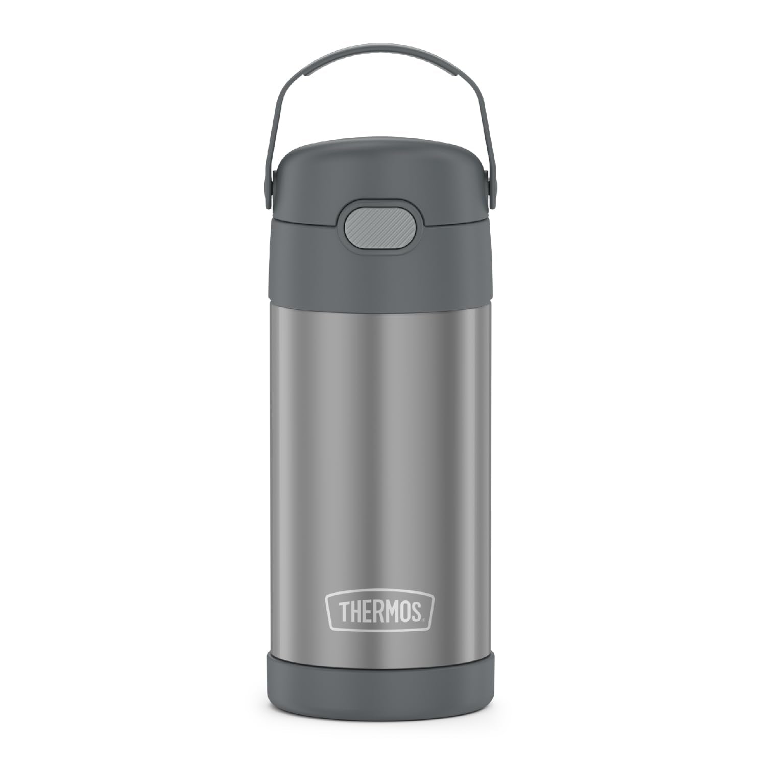 Thermos Funtainer Water Bottle With Straw - 12 Ounce, Grey - Kids Stainless Steel Vacuum Insulated Water Bottle With Lid