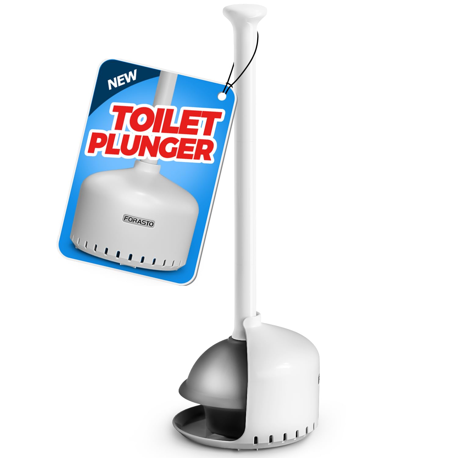 Forasto Toilet Plunger With Holder,Plungers For Bathroom With Holder,Heavy Duty Plunger With Cover,Bathroom Decor,Bathroom Acces