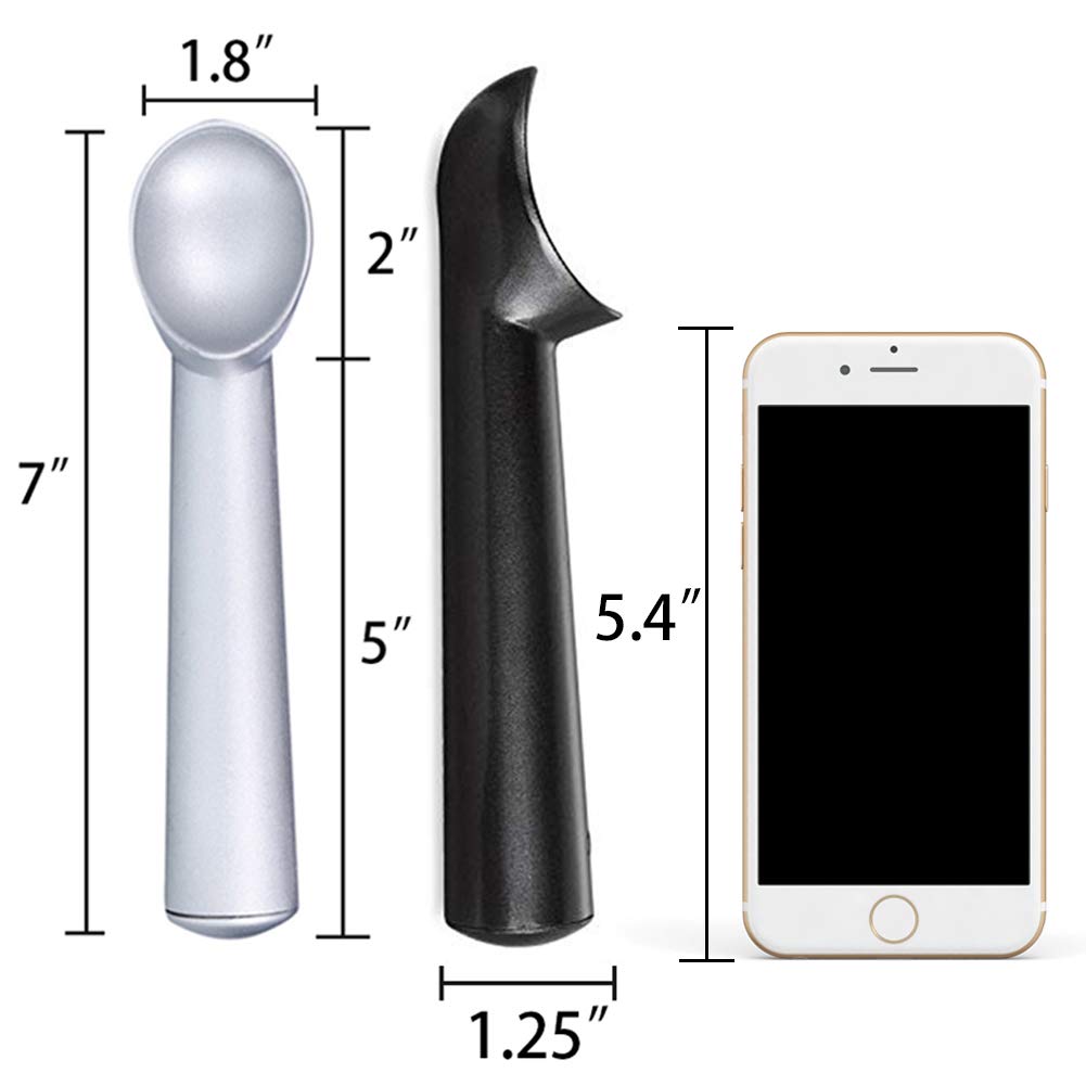 Hansgo Ice Cream Scoop, 2Pcs 7 Inches Nonstick Anti-Freeze Ice Cream Scooper One Piece Aluminum Design Dishwasher Safe