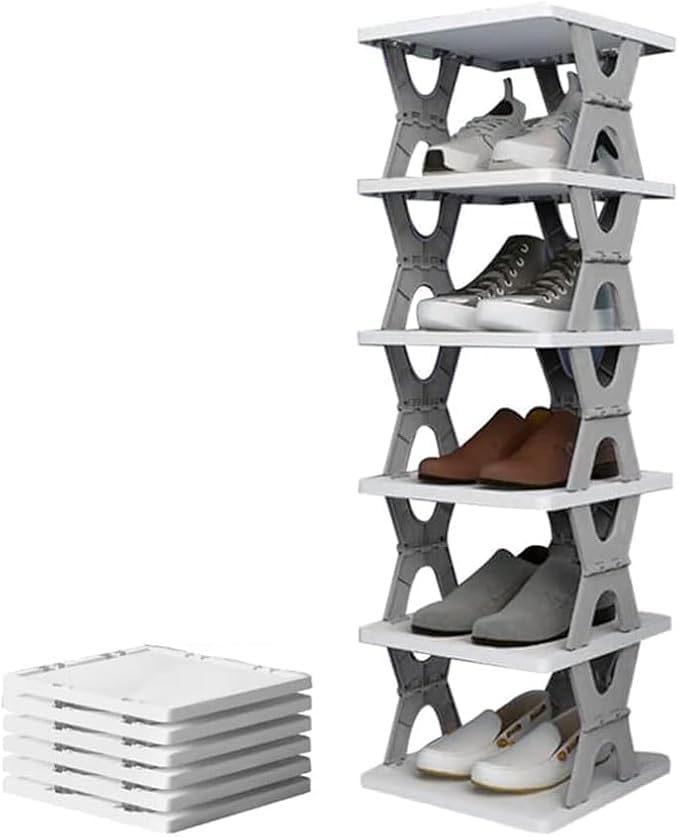 Multipurpose, Adjustable & Foldable 6 Layer Plastic Rack/Organizer For Kitchen Utensils, Clothes, Shoes & Other Home Goods