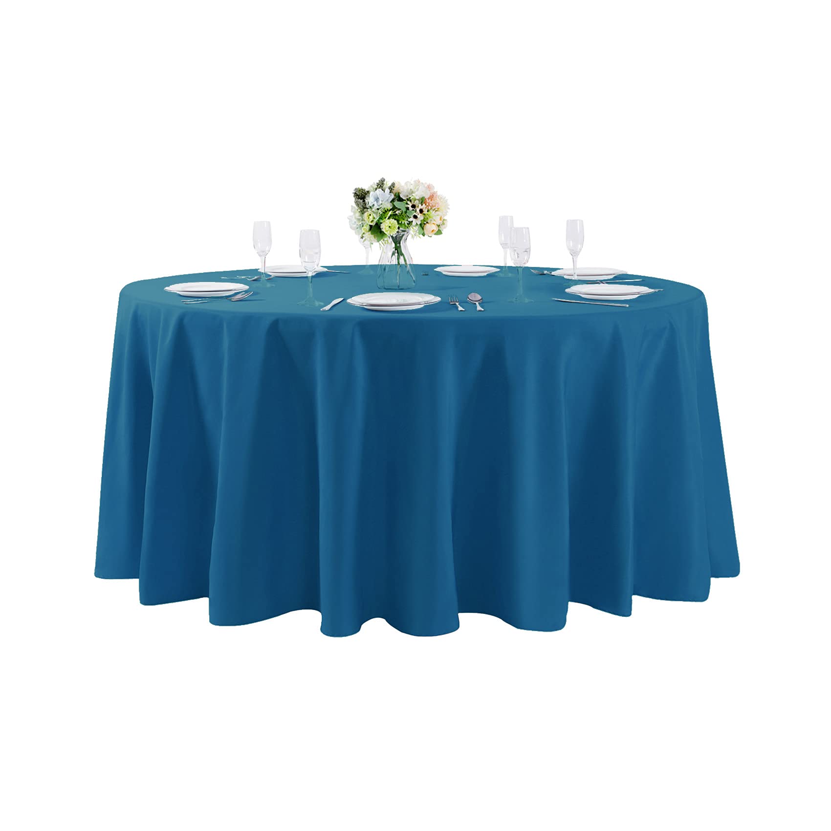 132 Inch Round Tablecloth Washable Polyester Table Cloth Decorative Table Cover For Wedding Party Dining Banquet(132 Inch, Medit