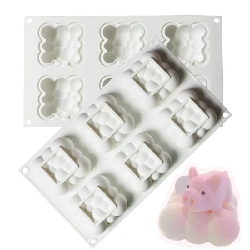 AFINSEA 3D Cloud Shape Silicone Baking Mold for Mousse Cake, French Dessert Mold for Pastry Chocolate, Reusable NonStick Easy R