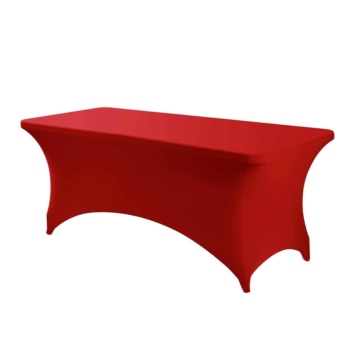 Peomeise 6Ft Spandex Table Cover Rectangular Stretch Spandex Tablecloth (Red,6Ft)