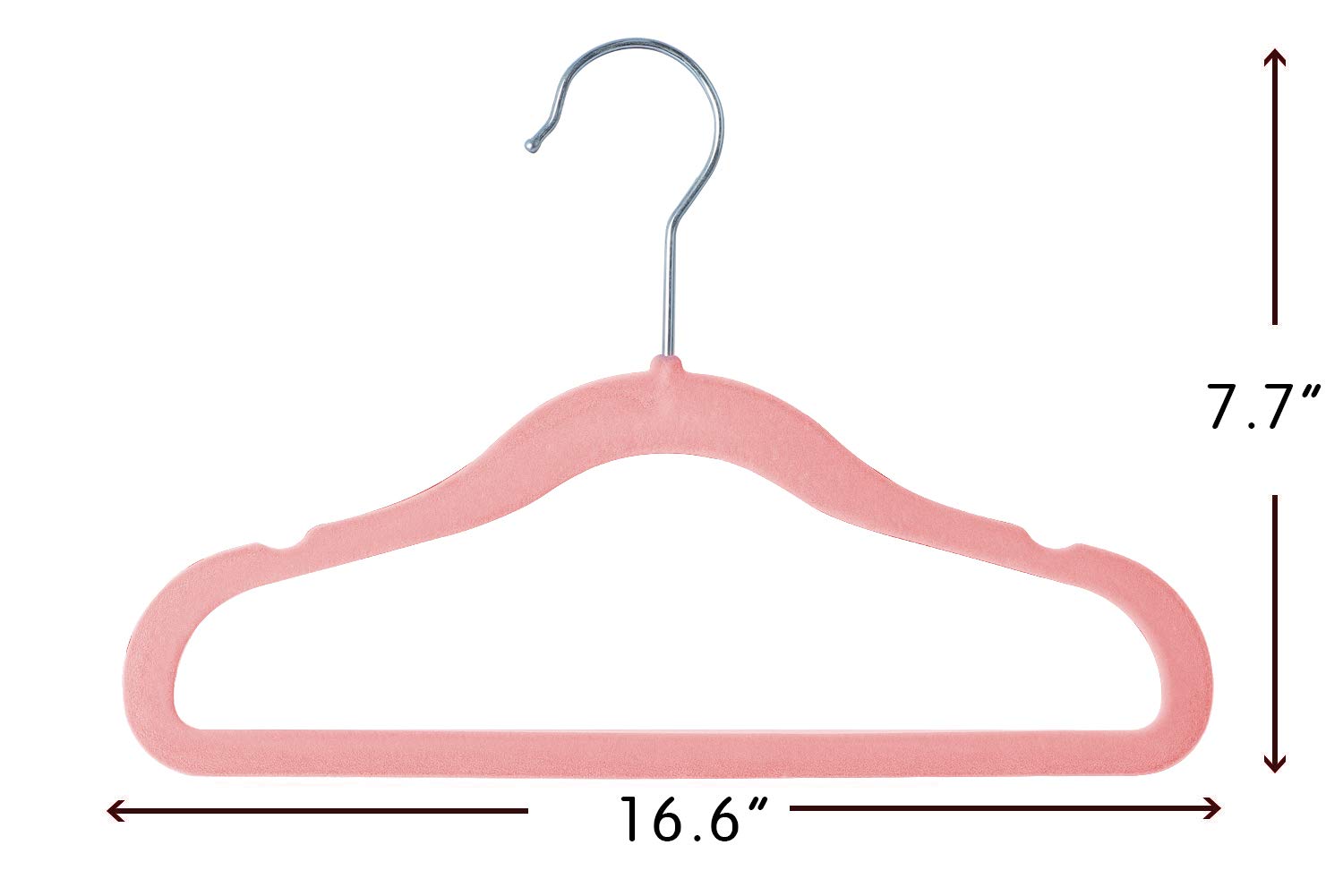 Finnhomy Non-Slip Clothes Hangers for Baby and Kids 30-Pack Velvet Hangers with 10 Finger Clips  Light Pink