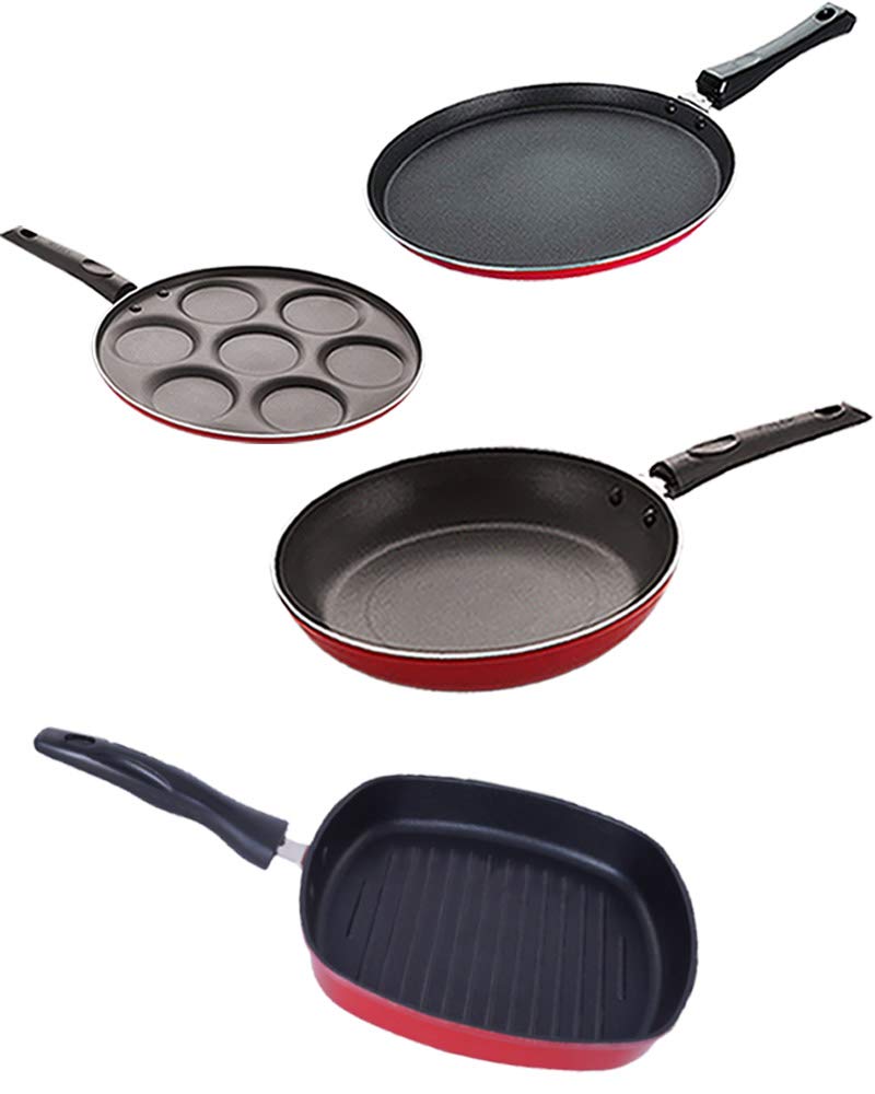 Nirlon Kitchen Non Stick Cookware Utensils Set Of 4 Pieces (2.6Mm_Ft13_Tp_Gp(24)_Up7)