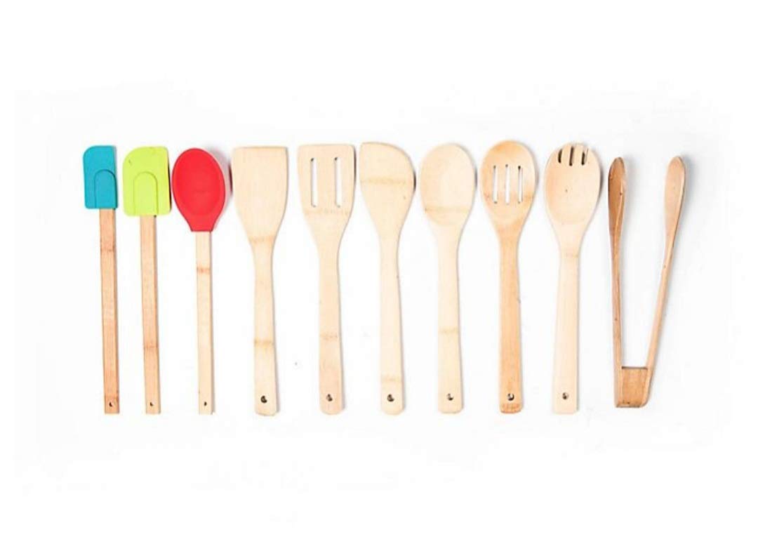 Core Bamboo 10-Piece Bamboo And Silicone Utensils Set