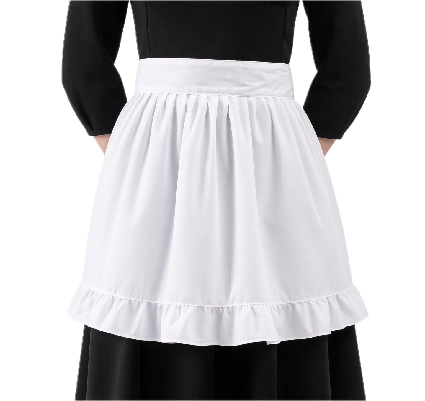 Lilments Womens Waist Apron Retro Kitchen Cleaning Ruffles Half Apron (White)
