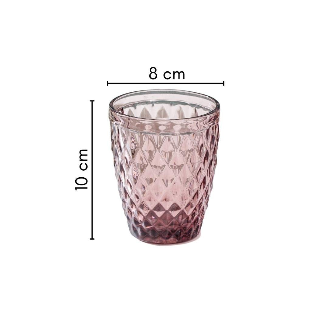 Nestasia Mauve Set of 6 Crystal Water Glasses |Juice Glasses | Drinking Glasses | Glass Tumblers (Set of 6, 250ml)