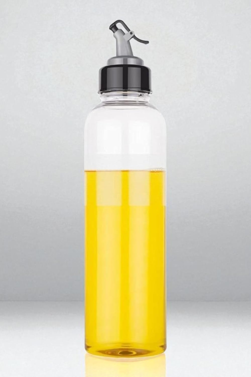 1000Ml Plastic Oil Dispenser Bottle With Trigger Spray, Clear With Yellow Liquid