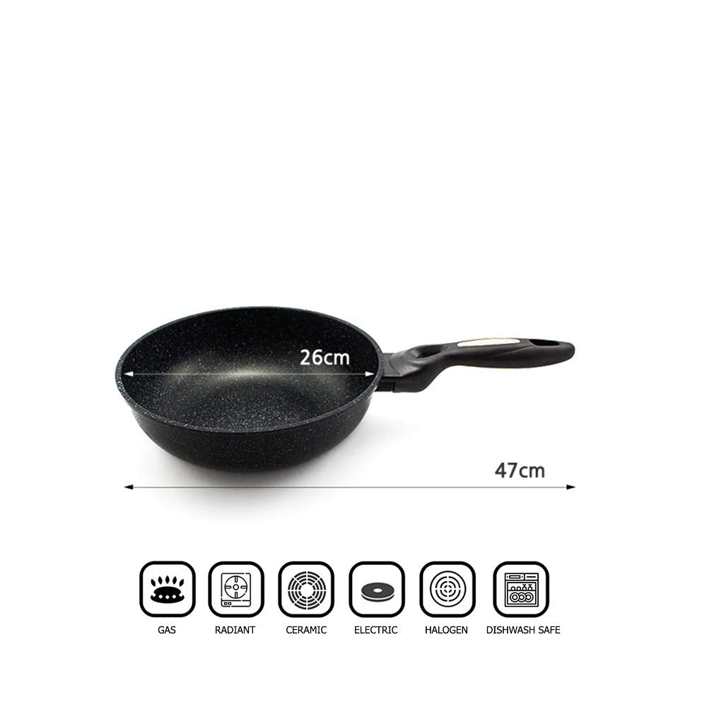 Dream Chef Marble Coated Cast Aluminum Non Stick Frying Wok (26Cm / 10 Inch)