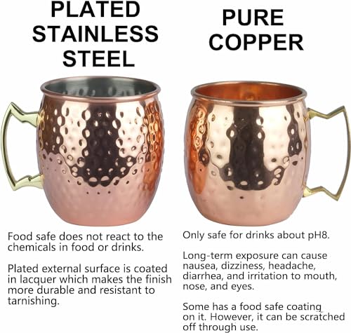 Arora Moscow Mule Mug, Set Of 4 Black Hammered, Durable For Home Dining, Max Capacity 20Oz, 3.7'' D X 3.9'' H (6014506)