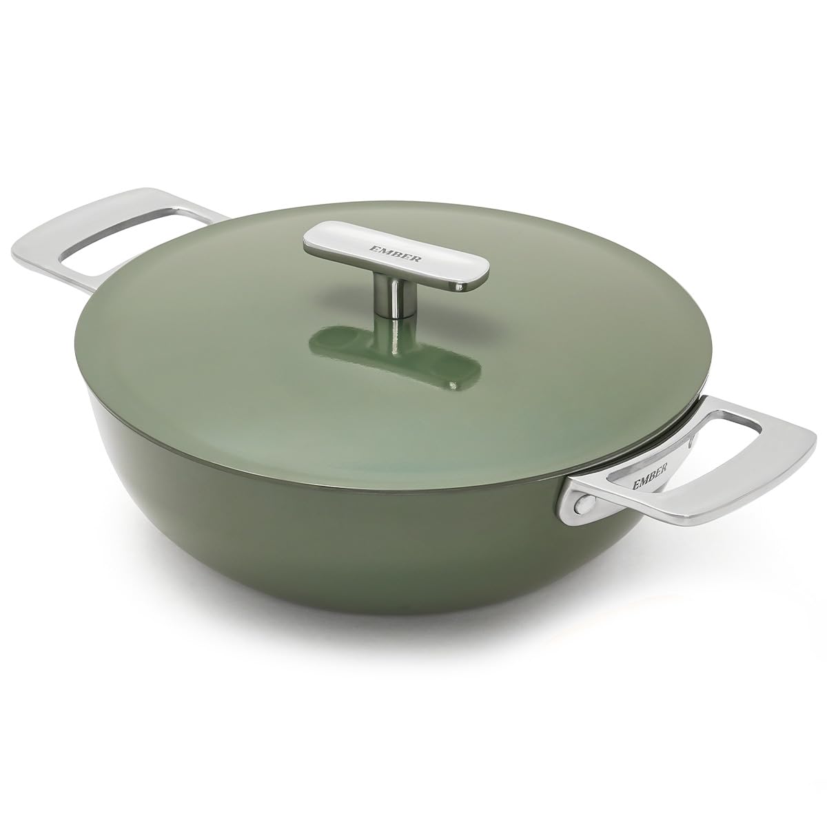 Ember Cookware Arcilla Ceramic Kadai 24Cm | Induction Cookware | 2.6 Litre Non Stick Non Toxic With Metallic Lid | Isi Certified