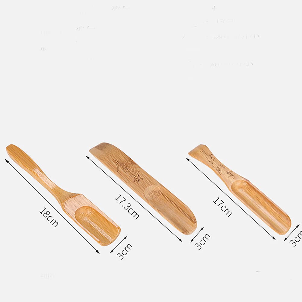 3Pcs Bamboo Tea Spoon Scoop Shovel Wooden Loose Tea Scoop Chinese Tea Fittings For Scooping Coffee Powder,Tea,Cacao,Condiment An